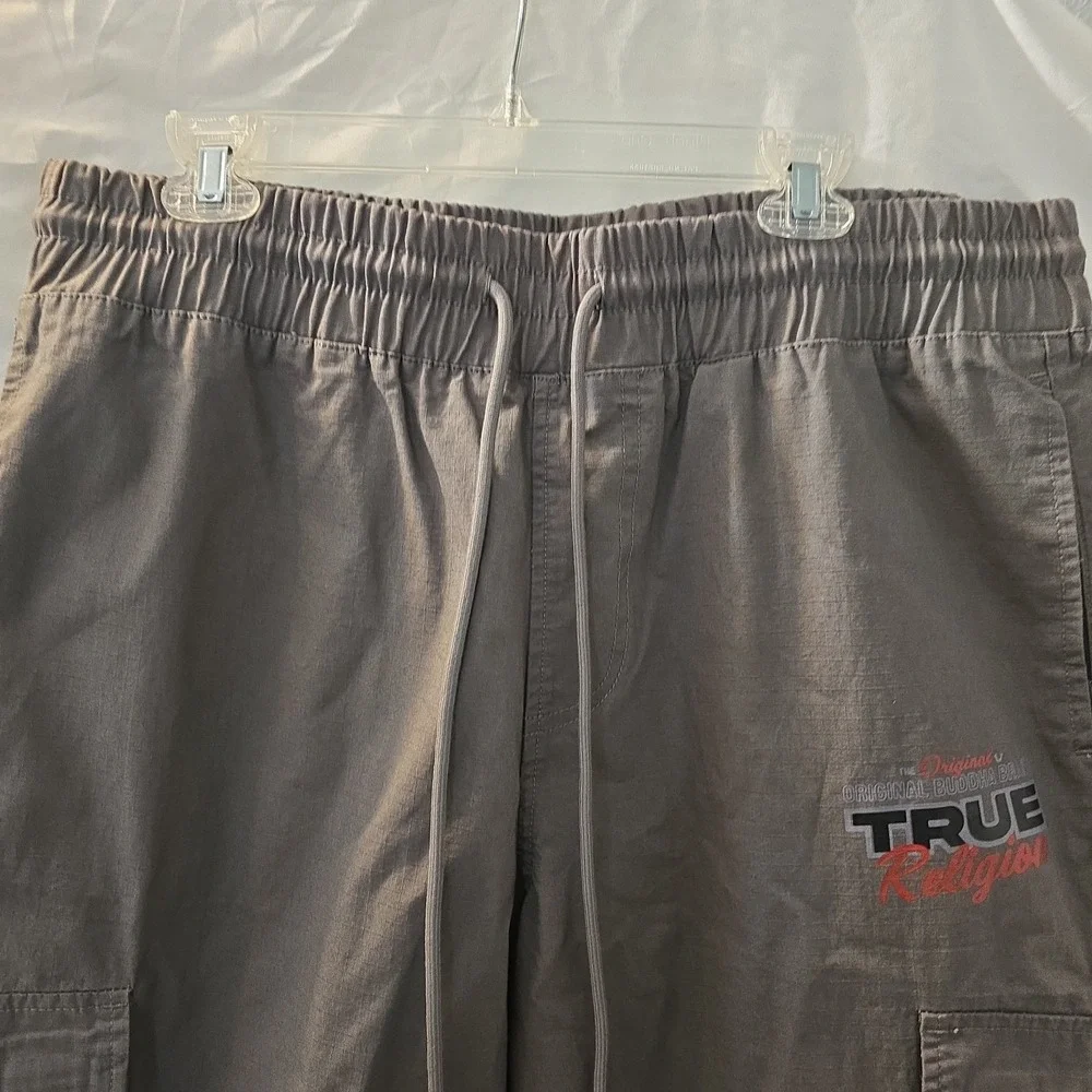 True Religion Ripstop Jogger Granite Grey Cargo Pockets Men's Pants Size XL NWT